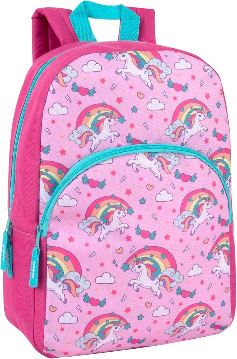 Trailmaker 15 Inch Kids Backpacks for Preschool, Kindergarten, Elementary School Boys and Girls with Padded Straps (Rainbow Unicorn Magic) - Image 1