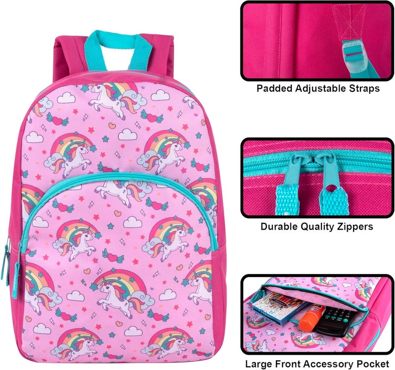 Trailmaker 15 Inch Kids Backpacks for Preschool, Kindergarten, Elementary School Boys and Girls with Padded Straps (Rainbow Unicorn Magic) - Image 2