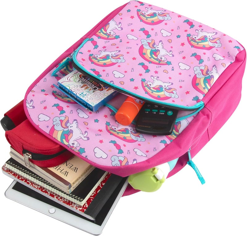 Trailmaker 15 Inch Kids Backpacks for Preschool, Kindergarten, Elementary School Boys and Girls with Padded Straps (Rainbow Unicorn Magic) - Image 3