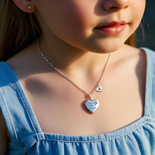 MUERDOU Locket Necklace that Holds Pictures Initial Alphabet Letter Heart Shaped Photo Memory Locket Pendant Necklace (M) - Image 2