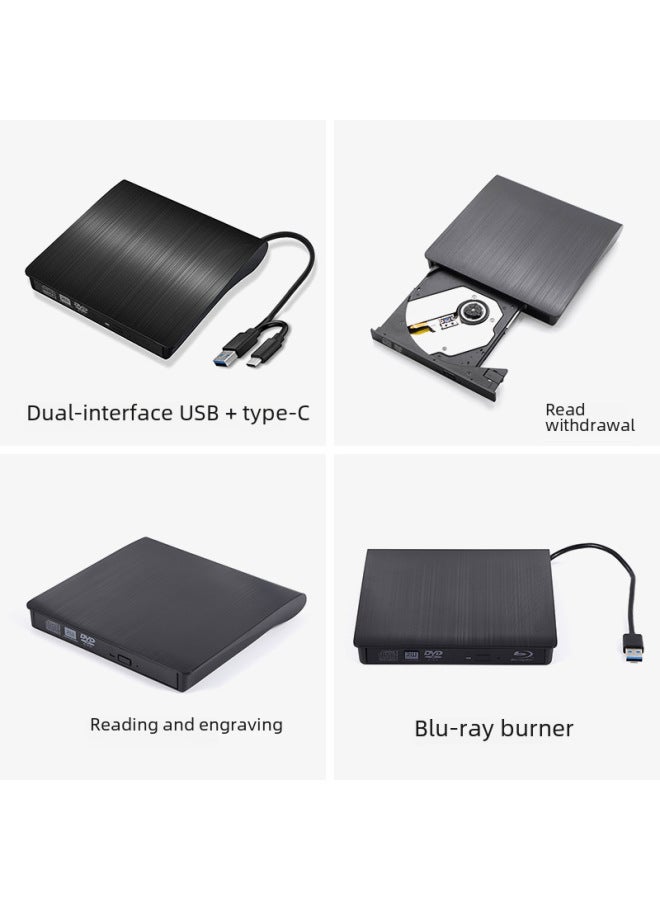 Spot Usb External Dvd Drive Disc Burner External Computer Notebook Blu-ray Mobile Optical Drive Player-Color:Dual Interface Blu-ray Burn-White  - Image 3