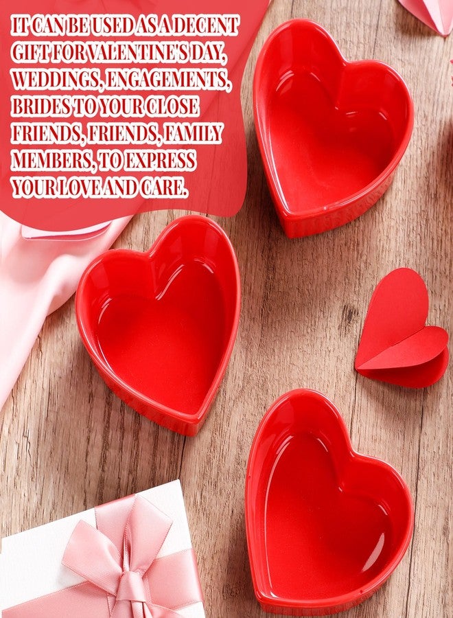 Reallnaive 8 Pcs Heart Shaped Ramekin Creme Brulee Ramekins Oven Safe 3.54 x 3.54 x 1.57 Inch Heart Shaped Bowl Small Baking Ceramic Ramekins Dishes for Souffle Snacks Quiche Appetizers Sauces (Red) - Image 5