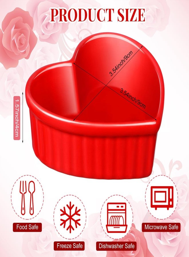 Reallnaive 8 Pcs Heart Shaped Ramekin Creme Brulee Ramekins Oven Safe 3.54 x 3.54 x 1.57 Inch Heart Shaped Bowl Small Baking Ceramic Ramekins Dishes for Souffle Snacks Quiche Appetizers Sauces (Red) - Image 2