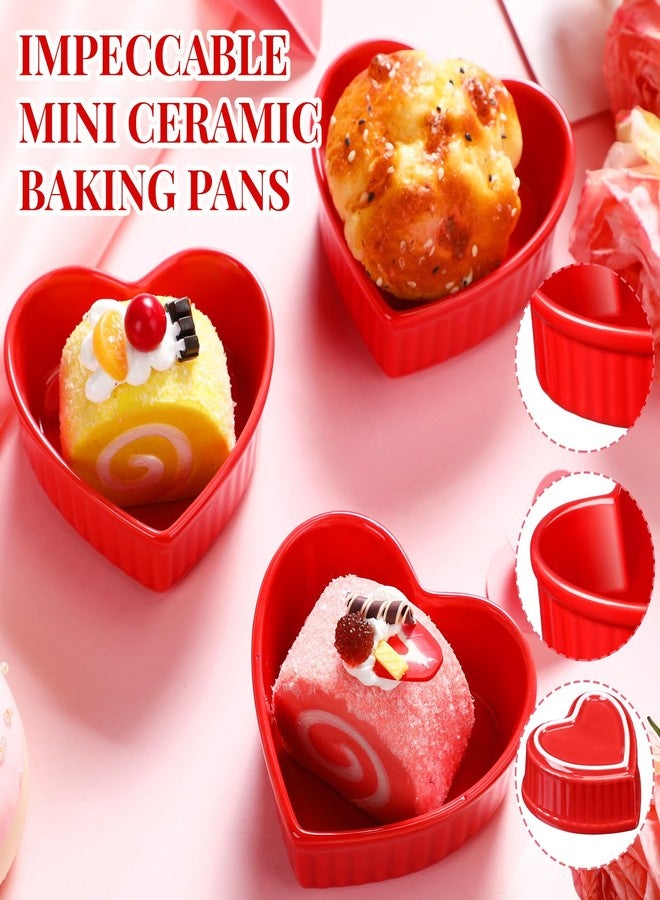 Reallnaive 8 Pcs Heart Shaped Ramekin Creme Brulee Ramekins Oven Safe 3.54 x 3.54 x 1.57 Inch Heart Shaped Bowl Small Baking Ceramic Ramekins Dishes for Souffle Snacks Quiche Appetizers Sauces (Red) - Image 3