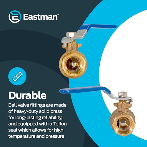 Eastman 3/4 Inch IPS Heavy Duty Full Port Ball Valve, Brass Plumbing Fitting, 20047LF - Image 4