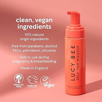 Lucy Bee SelfTan Mousse Customisable Medium Fake Tan Mousse Lightweight QuickDrying Formula Sensitive Skin Friendly Certified Vegan Cruelty Free Tropical Scent 200ml - Image 2