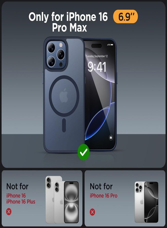 ميراكيس جراب Miracase المغناطيسي لهاتف iPhone 16 Pro Max مقاس 6.9 بوصة [متوافق مع MagSafe] [مع واقيين للشاشة] حماية فائقة، غطاء هاتف نحيف لهاتف iPhone 16 Pro Max - أزرق داكن - Image 2