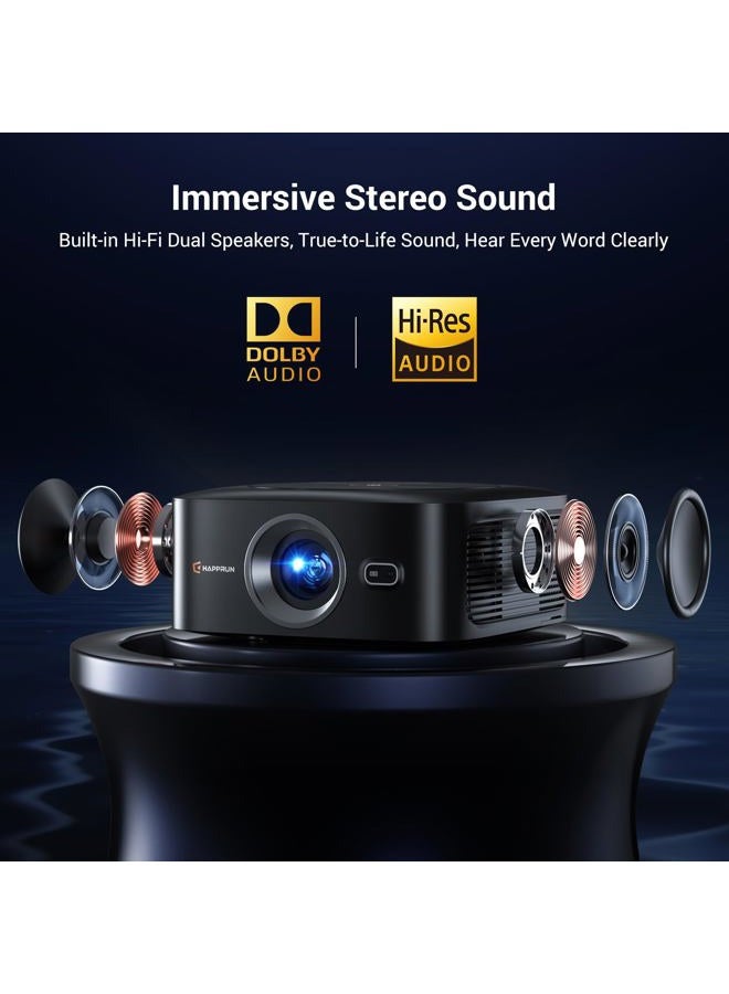 HAPPRUN Official Licensed Google TV Smart Projector, HAPPRUN Projector with Wifi and Bluetooth, DoIby Audio, Native1080P 1000ANSI, Auto Focus & Keystone, Portable Projector for Home Cinema, Bedroom - Image 5