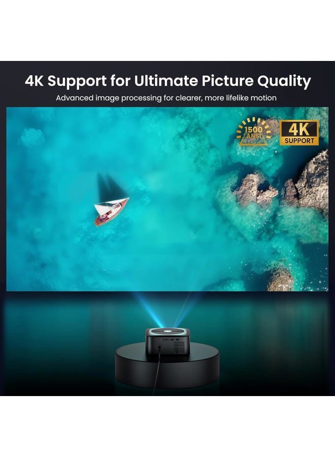 HAPPRUN Official Licensed Google TV Smart Projector, HAPPRUN Projector with Wifi and Bluetooth, DoIby Audio, Native1080P 1000ANSI, Auto Focus & Keystone, Portable Projector for Home Cinema, Bedroom - Image 4