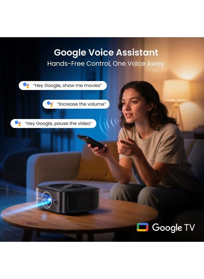 HAPPRUN Official Licensed Google TV Smart Projector, HAPPRUN Projector with Wifi and Bluetooth, DoIby Audio, Native1080P 1000ANSI, Auto Focus & Keystone, Portable Projector for Home Cinema, Bedroom - Image 3