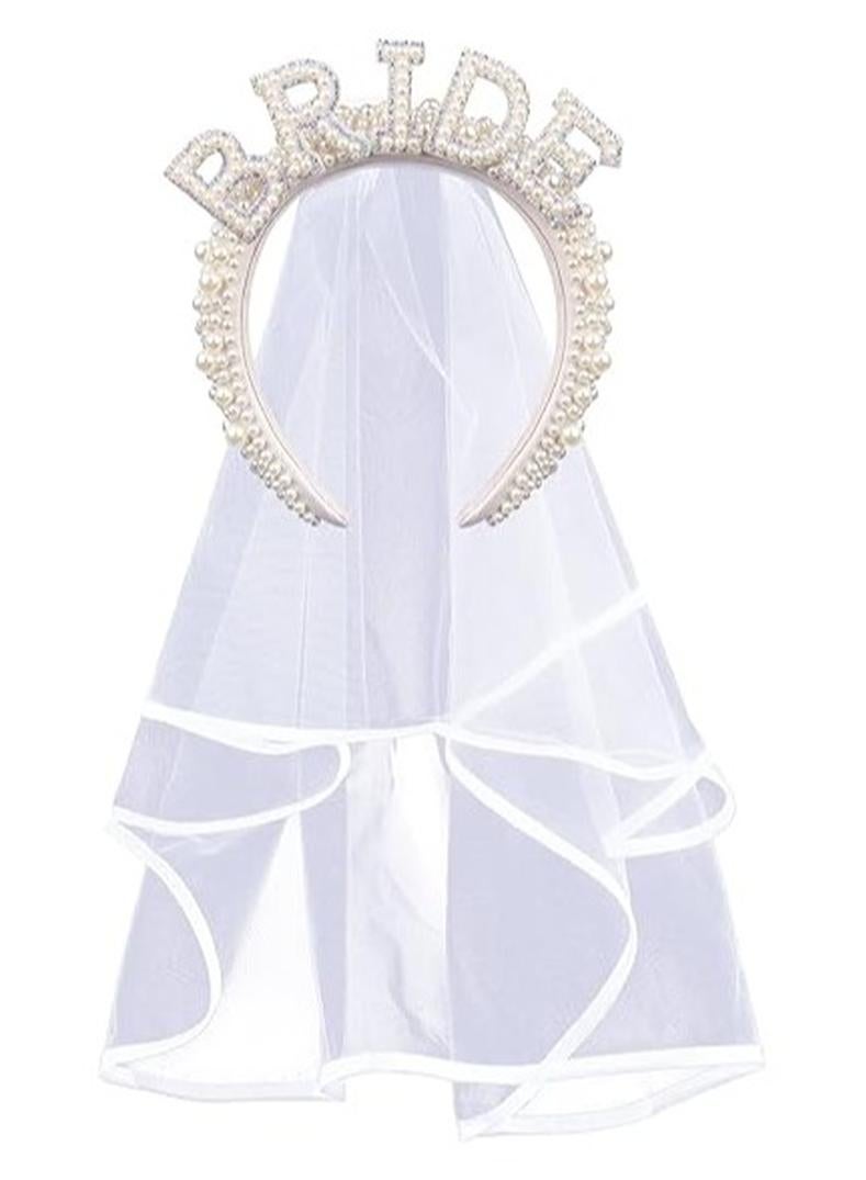 شريط راس للعروس لتوديع العزوبية - زي توديع العزوبية للعروس من اللؤلؤ مناسب كهدية لحفل توديع العزوبية (لؤلؤي) - Image 1