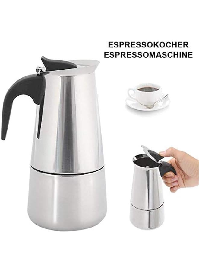 ميكسد الفولاذ المقاوم للصدأ وعاء موكا -- صانع القهوة الايطالية الكلاسيكية ، وسهلة الاستخدام ، والتنظيف السريع ، ومواقد الكهرومغناطيسية متوافقة ، 300ml - Image 2