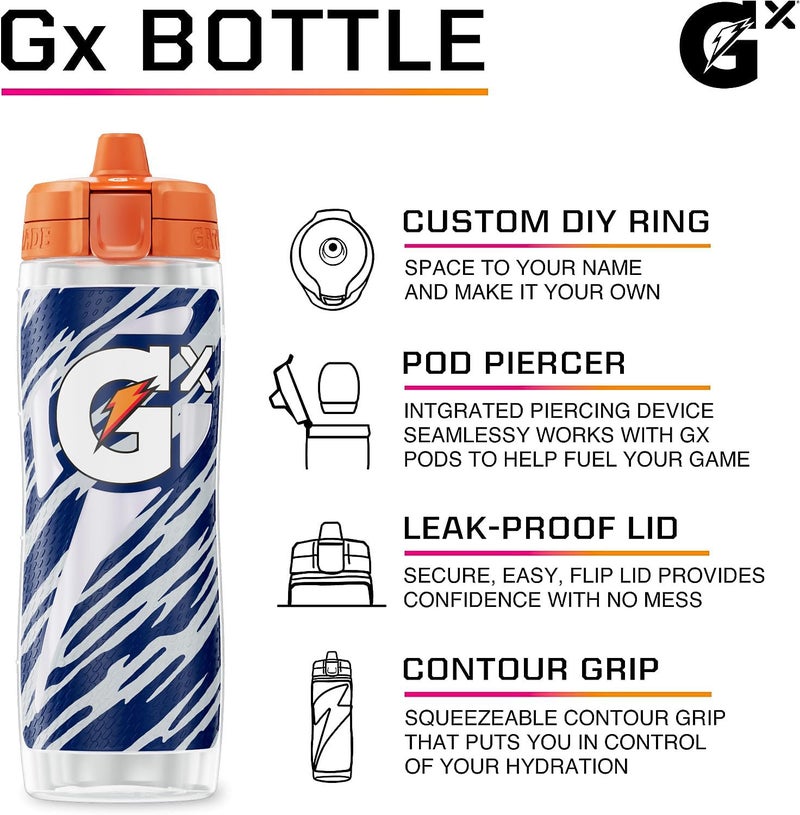 Gatorade زجاجات ضغط غير قابلة للانزلاق من غاتوريد جي إكس NFL، نظام ترطيب جي إكس، وقرون تركيز مشروب رياضي جي إكس - Image 3