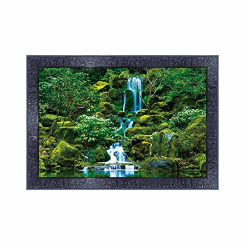 pnf Poster And Frames Vastu Waterfall Landscape Scenery Wooden Photo Frame With Acrylic Sheet | Living Room, Bedroom | Home Decoration | Best Gifting Option (10 * 14inch,Multicolour,Synthetic) 14734 - Image 1