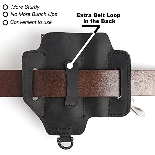 Topstache Leather Multitool Sheath,EDC Belt Organizer for Work and Daily Use,Leatherman Sheath,EDC Pocket Organizer for Flashlight and Multitool,Gifts for Men,Leather Sheath for Multitool,Black - Image 3