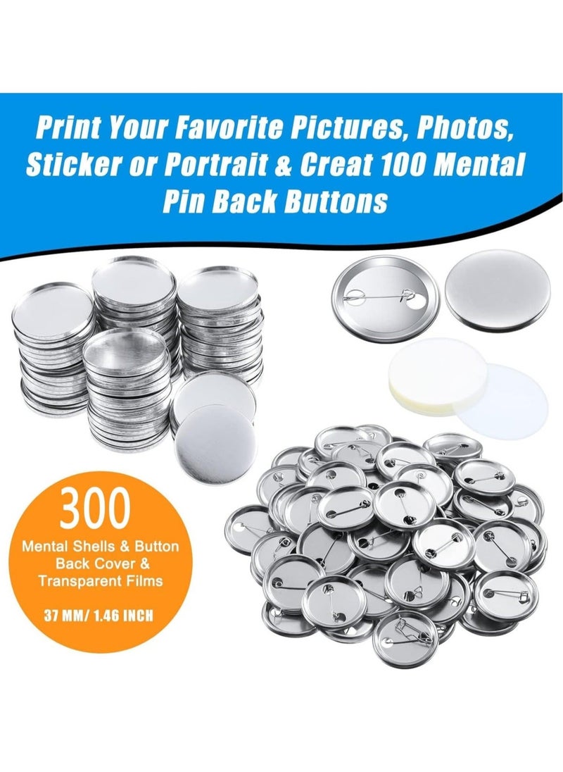 Generic - Button Badge, 300Pcs Blank Button Pin Badges Kit, Button Maker DIY Button Pins Button Pin Badge Clear Pin Back Buttons, for DIY Crafts and Children's Paper Craft Activities and More - Image 1