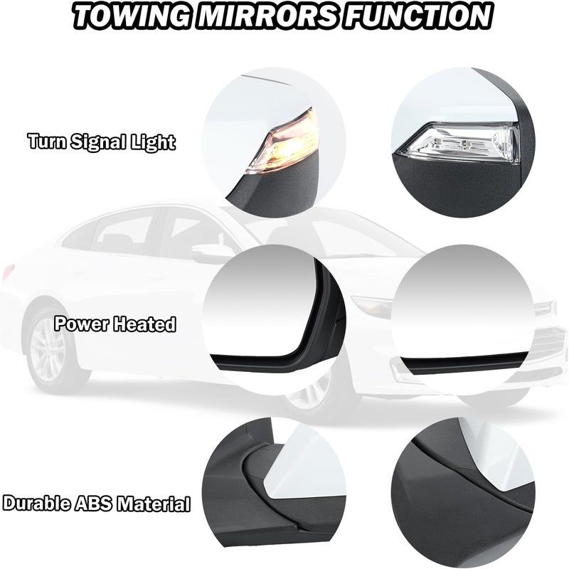 MOFOAP Driver Side View Mirror for 2016-2022 Chevrolet Malibu LT Hybrid - Heated with Turn Signal - Image 2