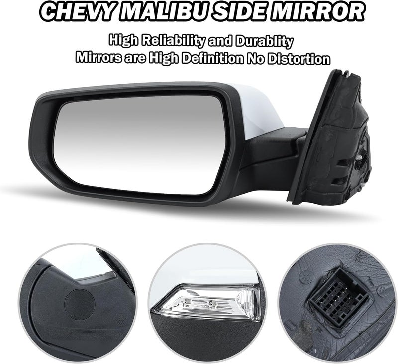 MOFOAP Driver Side View Mirror for 2016-2022 Chevrolet Malibu LT Hybrid - Heated with Turn Signal - Image 4