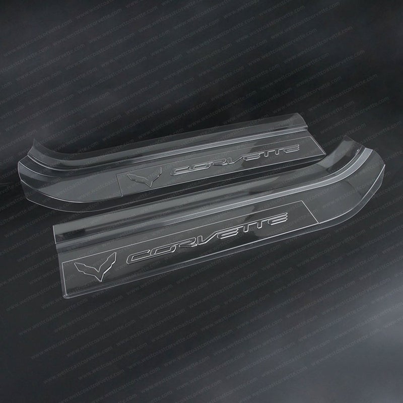 Corvette Clear Door Sill Protectors C7 Stingray Z51 Z06 Clear wEmbossed Corvette Script