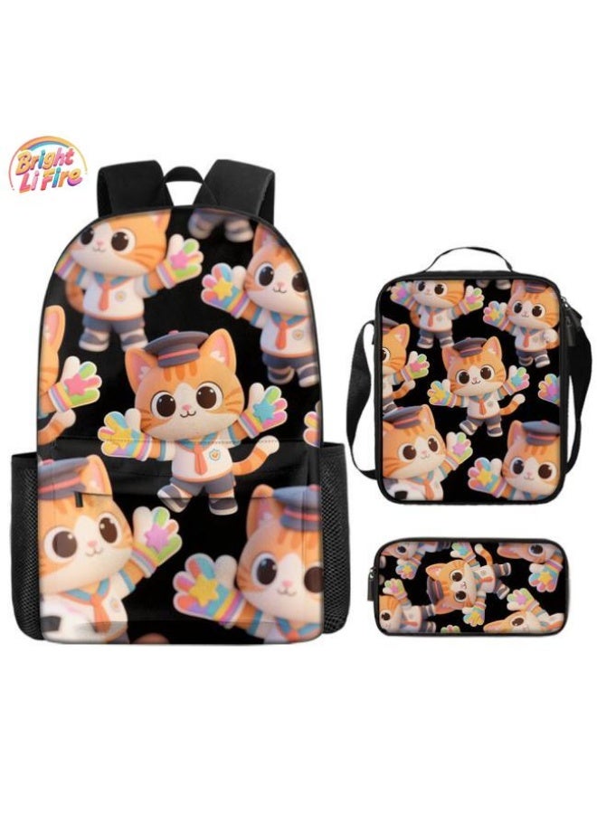 Unlock the new fashion of childish fun! Three-piece set of bags, cartoon elements for children and teenagers (students, children, friends' outings, mountain climbing, schooling, etc. can be used) - 119