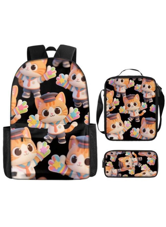 Unlock the new fashion of childish fun! Three-piece set of bags, cartoon elements for children and teenagers (students, children, friends' outings, mountain climbing, schooling, etc. can be used) - 119