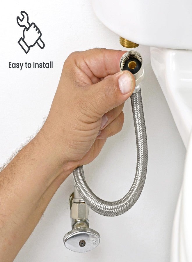 HIGHCRAFT 12 Inch Flexible Toilet Water Supply Line Braided Stainless Steel Toilet Hose Connector 3/8 Inch Compression x 7/8 Inch Ballcock Brass Nut - Image 4