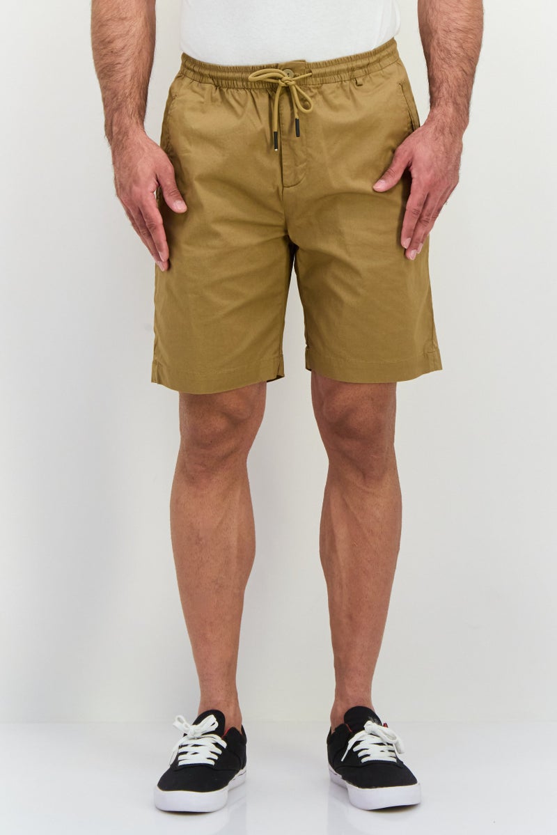 Gazzarrini Men Regular Fit Plain Chino Shorts, Light Brown  - Image 1