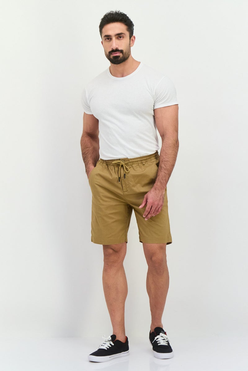 Gazzarrini Men Regular Fit Plain Chino Shorts, Light Brown  - Image 4