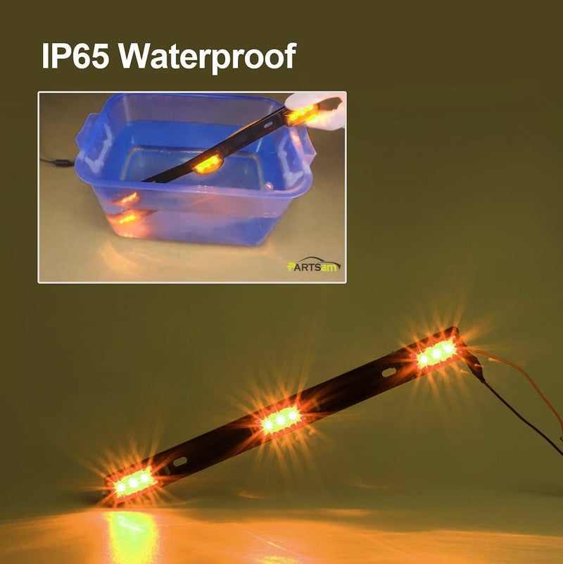 Partsam Amber 12V LED Tow Truck Light Bars, LED Identification Bar Lights Marker Lights, 14.17" Amber ID Bar Marker Lights, Truck Trailer Identification Light Bar for Trailers Over 80" Wide - Image 4