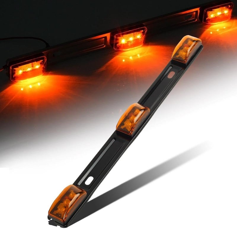 Partsam Amber 12V LED Tow Truck Light Bars, LED Identification Bar Lights Marker Lights, 14.17" Amber ID Bar Marker Lights, Truck Trailer Identification Light Bar for Trailers Over 80" Wide - Image 1