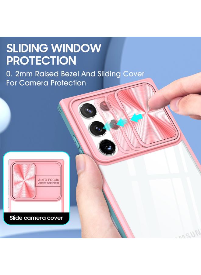 erorex For Samsung Galaxy S22 Ultra 5G 360 Degree Full Coverage Sliding Camshield Phone Case(Pink+Blue) - Image 3