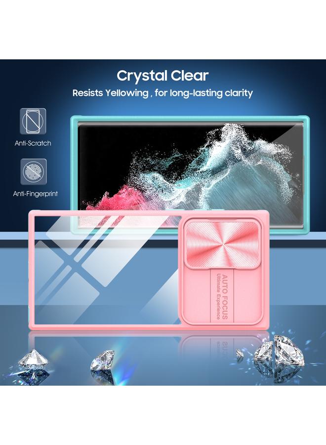 erorex For Samsung Galaxy S22 Ultra 5G 360 Degree Full Coverage Sliding Camshield Phone Case(Pink+Blue) - Image 2