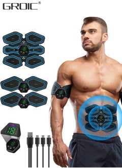 GROIC ABS Stimulator,EMS Muscle Stimulator,Abdominal Toning Belt,ABS Training Waist Trimmer Belt Wireless Ab Trainer Fitness Equipment, Ab Sport Exercise Belt with USB Rechargeable  - Image 1