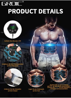GROIC ABS Stimulator,EMS Muscle Stimulator,Abdominal Toning Belt,ABS Training Waist Trimmer Belt Wireless Ab Trainer Fitness Equipment, Ab Sport Exercise Belt with USB Rechargeable  - Image 4
