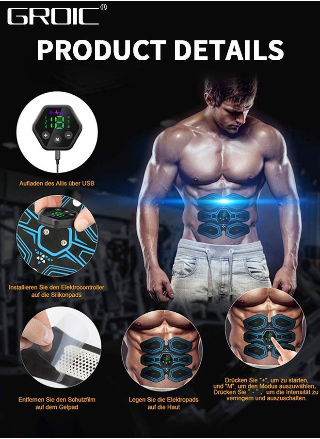 GROIC ABS Stimulator,EMS Muscle Stimulator,Abdominal Toning Belt,ABS Training Waist Trimmer Belt Wireless Ab Trainer Fitness Equipment, Ab Sport Exercise Belt with USB Rechargeable  - Image 4