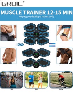 GROIC ABS Stimulator,EMS Muscle Stimulator,Abdominal Toning Belt,ABS Training Waist Trimmer Belt Wireless Ab Trainer Fitness Equipment, Ab Sport Exercise Belt with USB Rechargeable  - Image 5