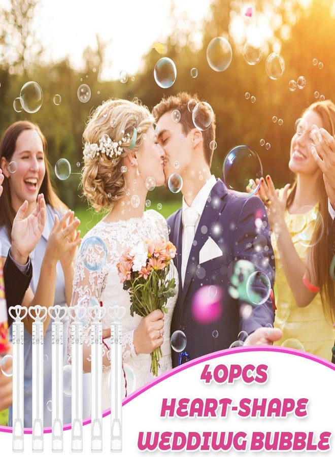 FOIMAS 40pcs Mini Wedding Bubble Wand,Heart Bubble Wand for Guest Wedding Party Favor Bachelorette Party Valentines Day Party Decoration Supply,White - Image 3