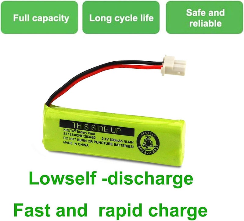 Kruta BT183482 BT283482 Cordless Phone Battery for Vtech DS6401 DS6421 DS6422 DS6472 LS6405 LS6425 LS6426 LS6475 LS6476 89-1348-01-00 Cordless Phone Handset (Pack 4) - Image 5