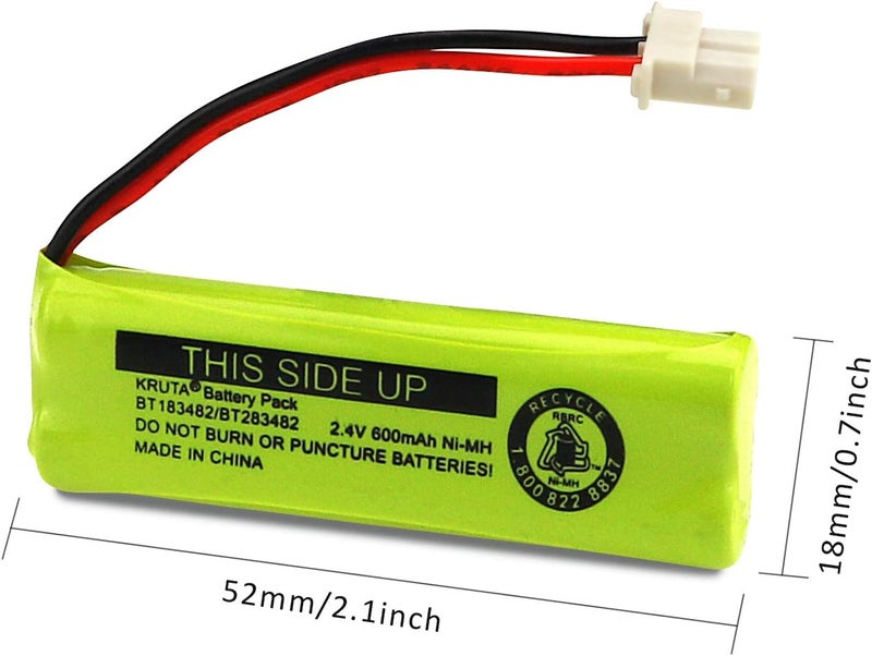Kruta BT183482 BT283482 Cordless Phone Battery for Vtech DS6401 DS6421 DS6422 DS6472 LS6405 LS6425 LS6426 LS6475 LS6476 89-1348-01-00 Cordless Phone Handset (Pack 4) - Image 2