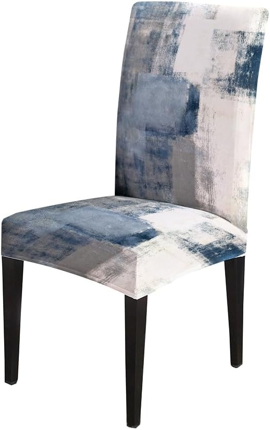 CAPSCEOLL Blue and Grey Chair Covers Dining Chairs Covers Set of 4 Removable Washable Parson Chair Covers for Dining Room Living Room Kitchen Christmas - Image 3