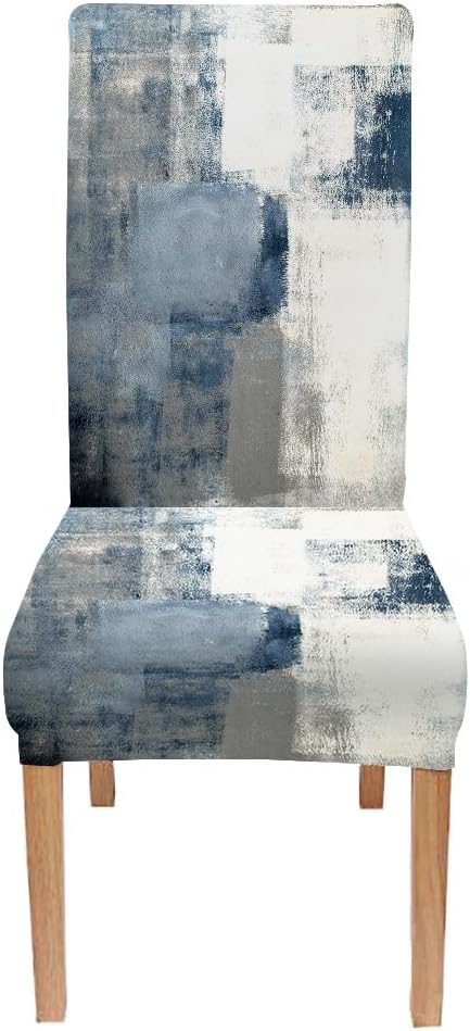 CAPSCEOLL Blue and Grey Chair Covers Dining Chairs Covers Set of 4 Removable Washable Parson Chair Covers for Dining Room Living Room Kitchen Christmas - Image 2