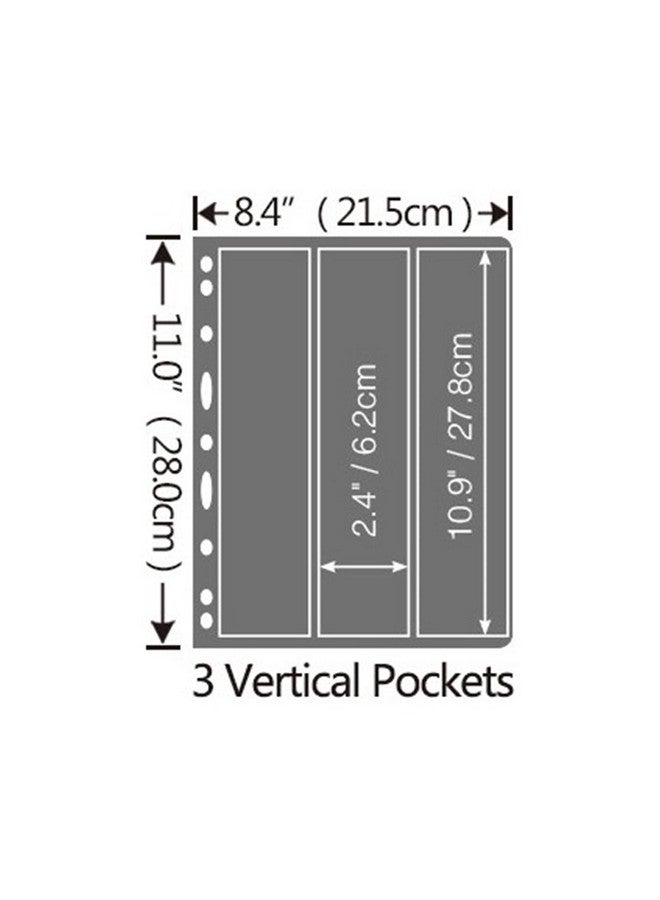 MUDOR Stamp Pages For Stamp Album Binder 10 Sheet 3 Vertical Pockets Pages For Stamp Pages Collectors Professional Pack (Vertical 3) - Image 4