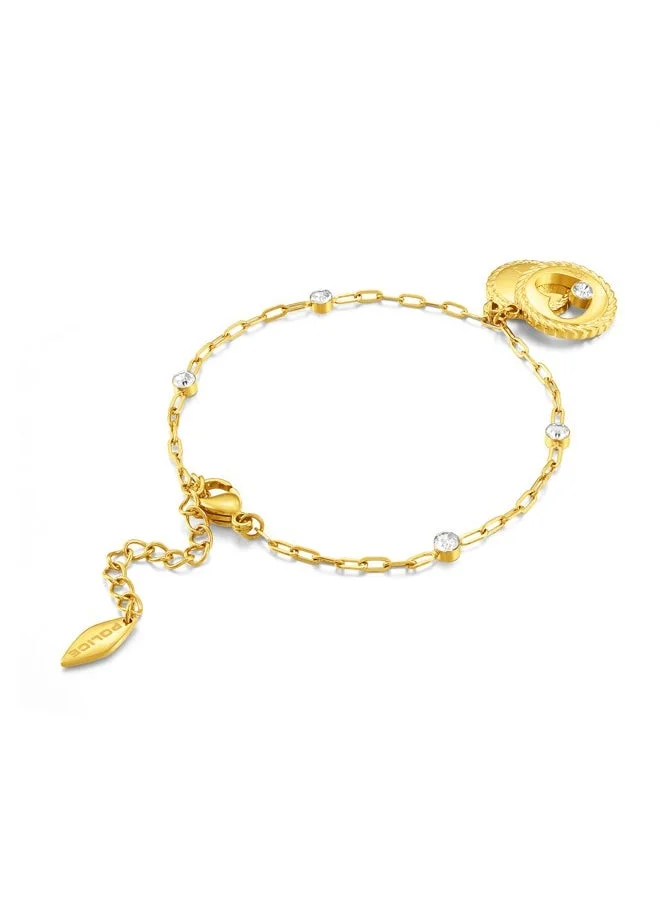 بوليس Police Amour Gold Plated Ladies Bracelet With Charms and Crystals - PEJLB0002901