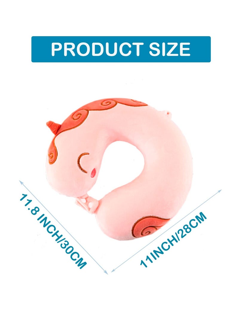 Excefore Cartoon Travel Pillow, Comfortable Neck Pillow, Airplane Memory Foam Travel Pillow, Suitable for Airplane, Car, Train, Bus (Unicorns) - Image 2