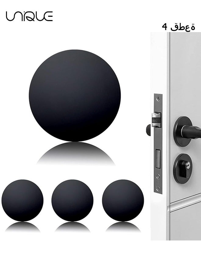 Unique 4PCS Door Stoppers Wall Protector, Silicone Door Knob Guard Wall Shield, Door Handle Bumper Self Adhesive Silencer Soft Rubber Crash Pad for Home Office - Black  - Image 1