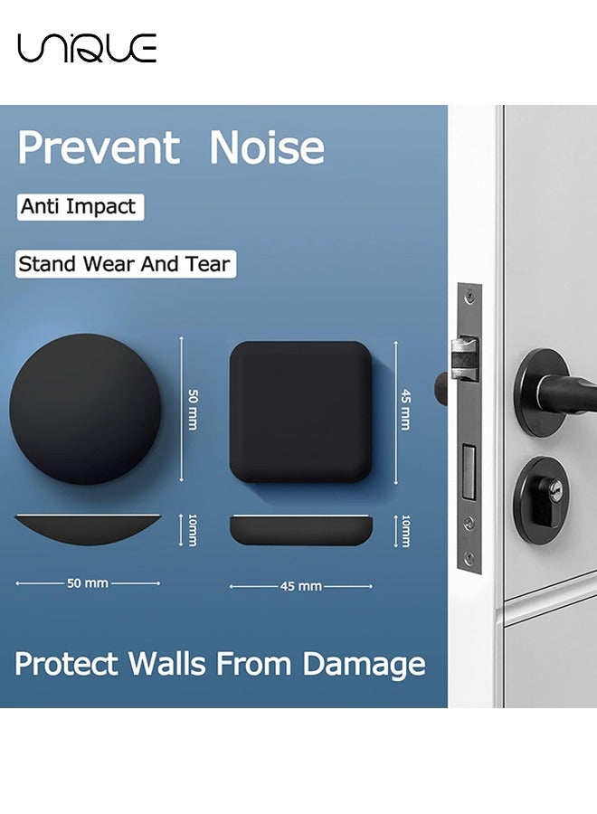 Unique 4PCS Door Stoppers Wall Protector, Silicone Door Knob Guard Wall Shield, Door Handle Bumper Self Adhesive Silencer Soft Rubber Crash Pad for Home Office - Black  - Image 2
