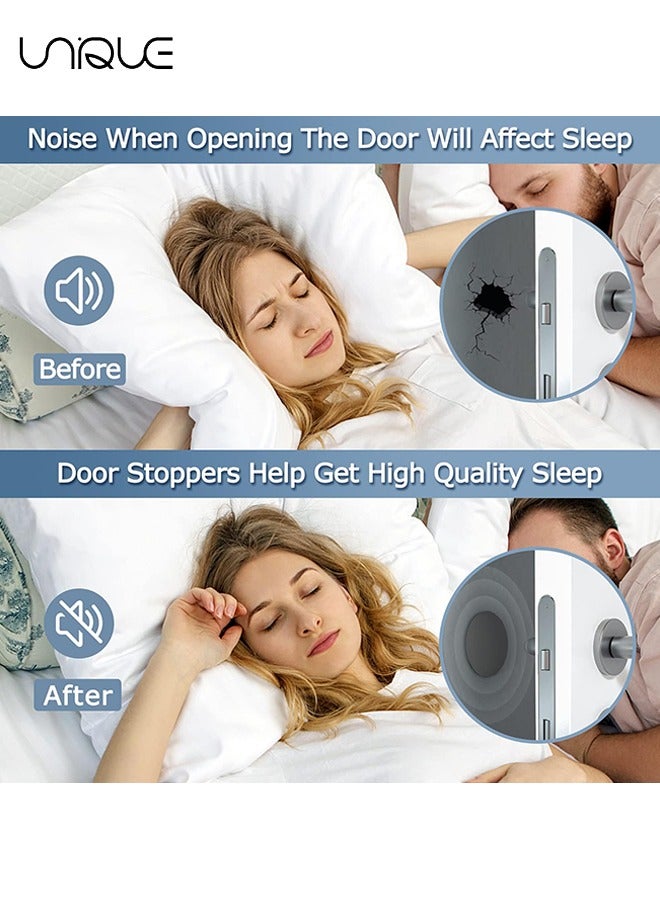 Unique 4PCS Door Stoppers Wall Protector, Silicone Door Knob Guard Wall Shield, Door Handle Bumper Self Adhesive Silencer Soft Rubber Crash Pad for Home Office - Black  - Image 4