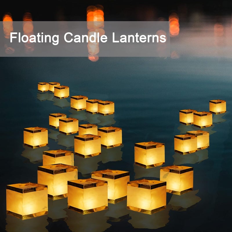 FueLye Square Rectangle Floating Candles Lantern Sets,Outdoor Decoration Waterproof Floating Lanterns for Pool,River,Memorials,Wedding,Bar,and Parties(6Pack) - Image 4