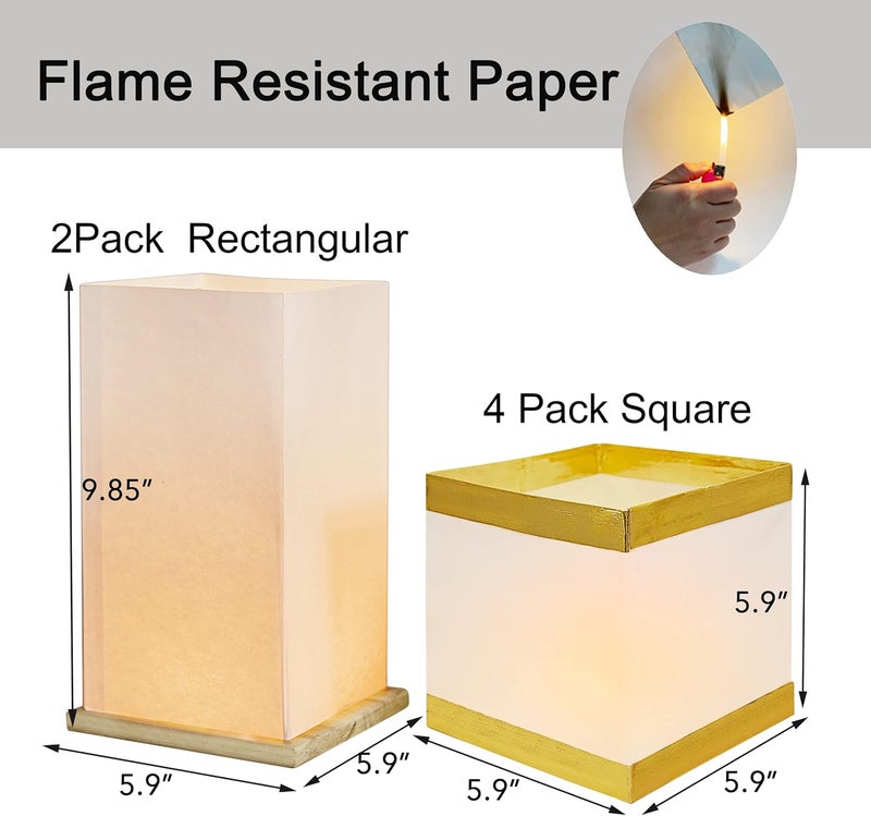 FueLye Square Rectangle Floating Candles Lantern Sets,Outdoor Decoration Waterproof Floating Lanterns for Pool,River,Memorials,Wedding,Bar,and Parties(6Pack) - Image 2
