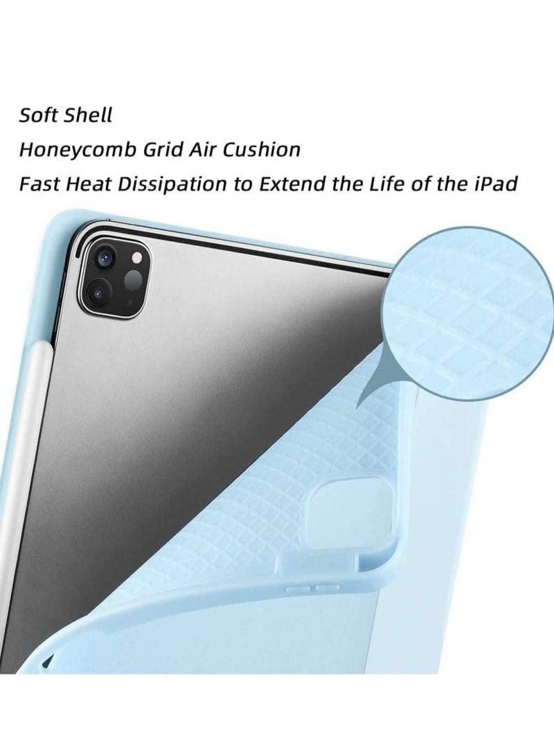 Case for iPad Pro 11 Inch 2021(3rd Gen)/2020(2nd Gen) with Pencil Holder [Support iPad 2nd Pencil Charging/Pair] Slim Trifold Stand, Smart Protective Case Cover (Light Blue) - Image 3